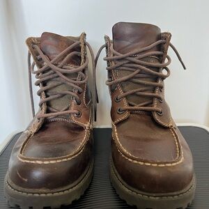 Men's Bass Brown Leather Moc Toe Work Boots